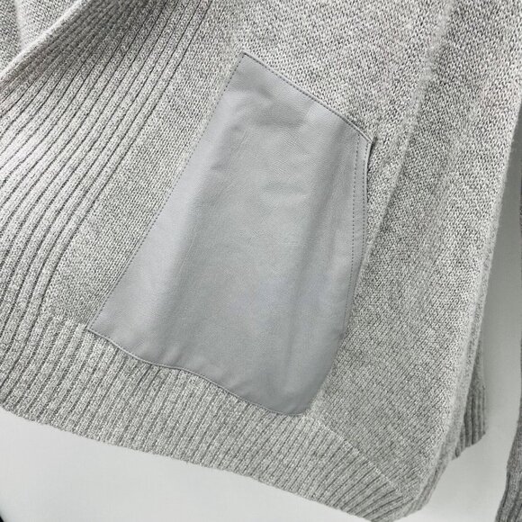 Banana Republic Womens Medium Open Front Cardigan Sweater Vegan Leather Pockets - Picture 2 of 6